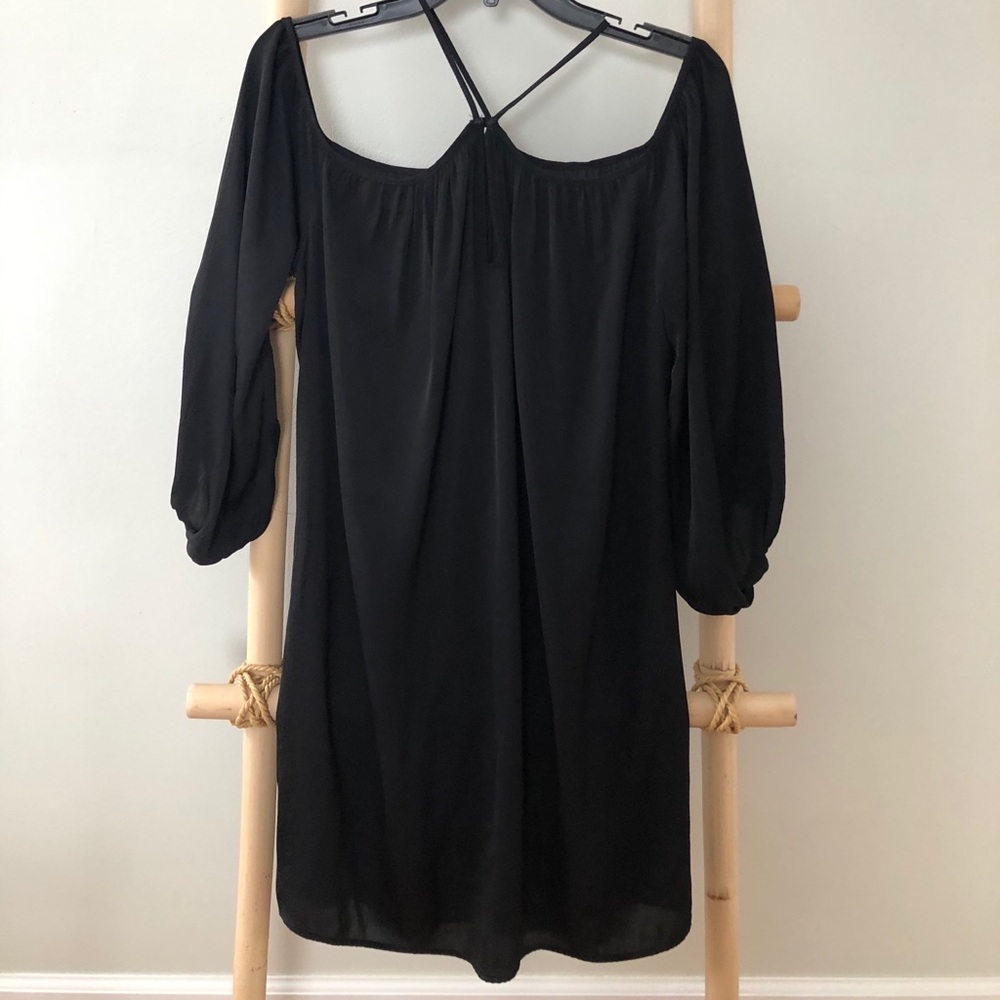 NWOT LUSH Black Cocktail Dress off shoulders M.